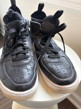 Nike Air Force 1 Women Black High-Top Sneakers with White Soles